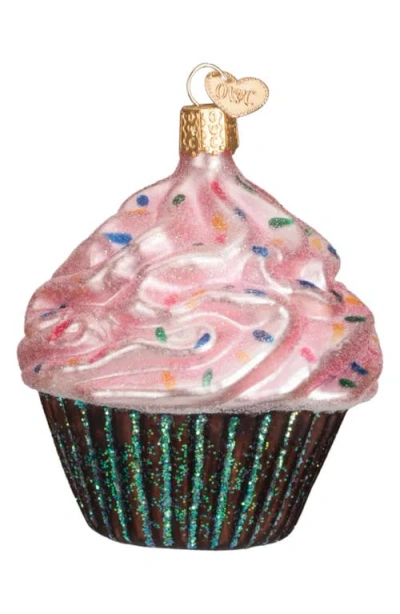 Old World Christmas Chocolate Cupcake Ornament In Pink/brown