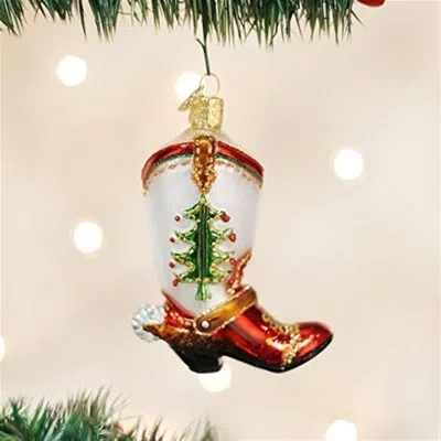 Old World Christmas Cowboy Boot Hanging Figurine Ornament