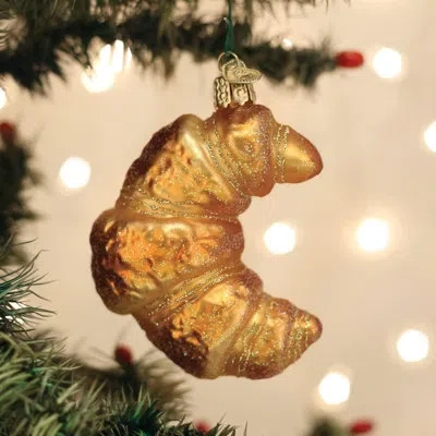 Old World Christmas Croissant Blown Glass Holiday Figurine Ornament In Yellow;gold;multicolored