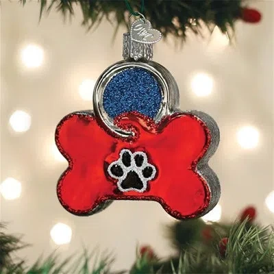 Old World Christmas Dog Tag Hanging Figurine Ornament