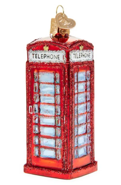 Old World Christmas English Phone Booth Glass Ornament In Red