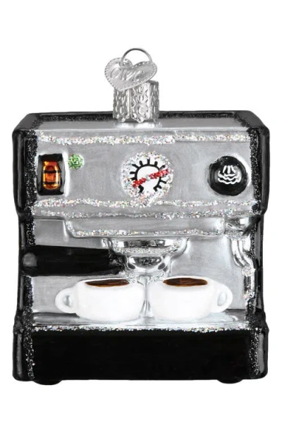 Old World Christmas Espresso Machine Glass Ornament In Black/silver/white