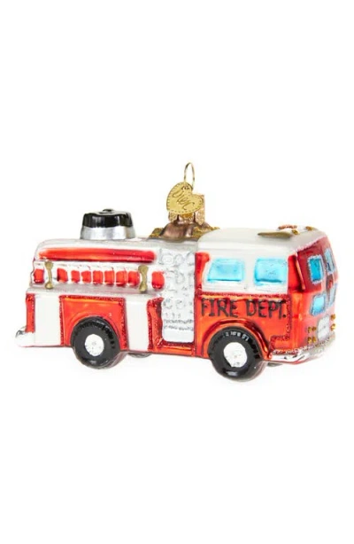 Old World Christmas Fire Truck Glass Ornament In Multi