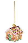 Old World Christmas Gingerbread House Glass Ornament In Brown/pink/green