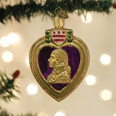 Old World Christmas Glass Blown Purple Heart Hanging Figurine Ornament