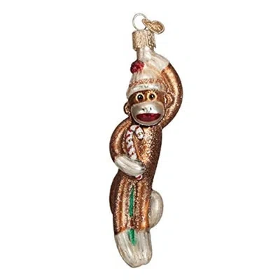 Old World Christmas Glass Blown Sock Monkey Hanging Figurine Ornament