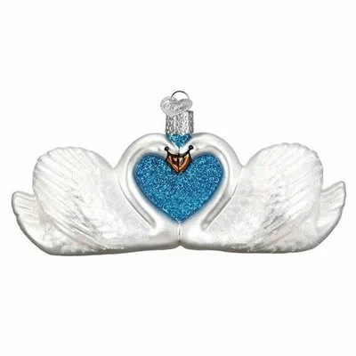 Old World Christmas Glass Blown Swans In Love Hanging Figurine Ornament