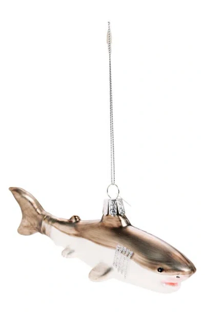 Old World Christmas Great White Shark Glass Ornament In Grey/white/silver
