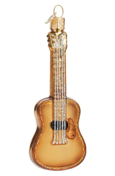 Old World Christmas Guitar Ornament In Brown