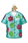 Old World Christmas Hawaiian Shirt Glass Ornament In Aqua/burgundy/green