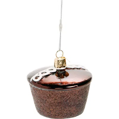 Old World Christmas Hostess Cupcake Glass Ornament In Brown/white
