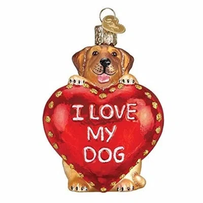 Old World Christmas I Love My Dog Hanging Figurine Ornament