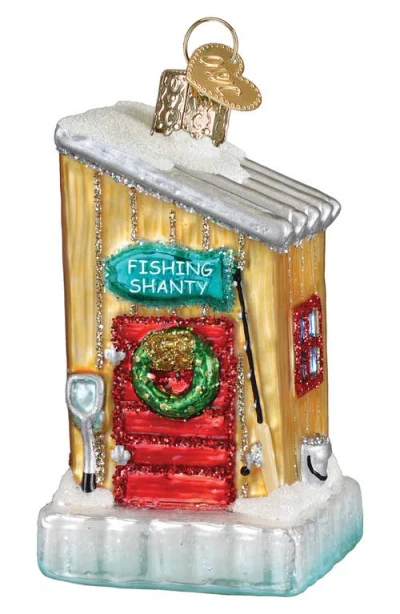Old World Christmas Ice Fishing Shanty Glass Ornament In Multi