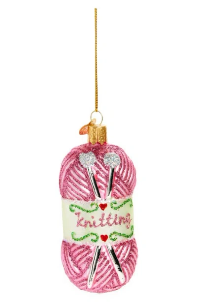 Old World Christmas Knitting Yarn Glass Ornament In Pink/silver