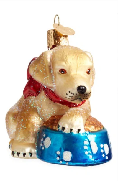 Old World Christmas Labrador Pup Glass Ornament In Gold