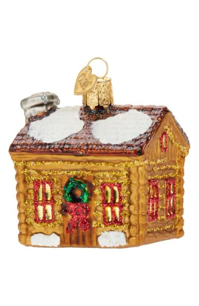 Old World Christmas Log Cabin Glass Ornament In Multi
