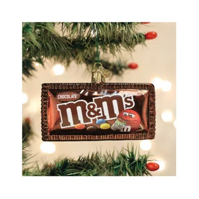 Old World Christmas M&m's Milk Chocolate Blown Glass For Tree Hanging Figurine Ornament