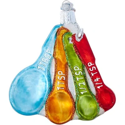 Old World Christmas Measuring Spoons Hanging Figurine Ornament In Blue,green,red