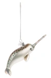 Old World Christmas Narwhal Ornament In Grey/silver