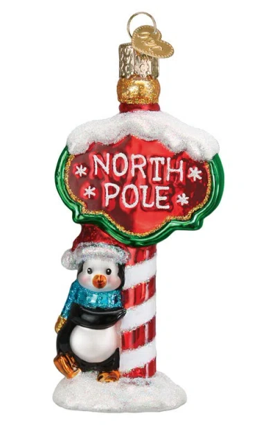 Old World Christmas North Pole Glass Ornament In Red/white/black