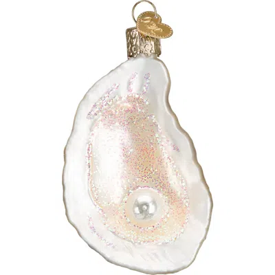 Old World Christmas Oyster Glass Ornament In Tan/white/silver