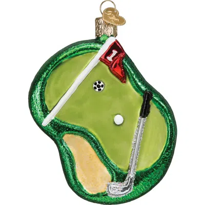 Old World Christmas Putting Green Glass Ornament In Green/gold