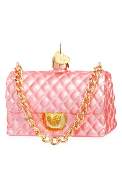 Old World Christmas Quilted Purse Glass Ornament In Pink