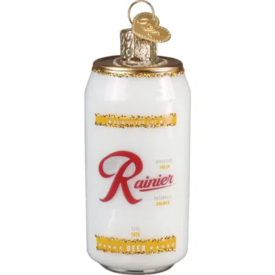 Old World Christmas Ranier Beer Can Glass Ornament In Multi