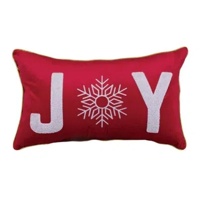 Old World Christmas Rectangular Decorative Holiday Pillow, Joy, 20in In Red