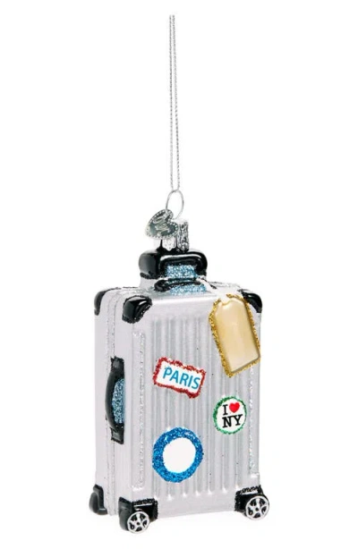 Old World Christmas Rolling Suitcase Glass Ornament In Silver/black