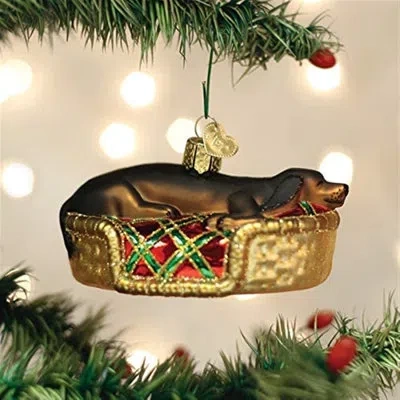 Old World Christmas Sleepy Dachshund Hanging Figurine Ornament