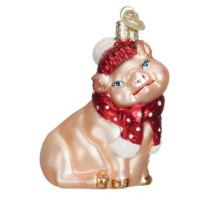 Old World Christmas Snowy Pig Hanging Figurine Ornament