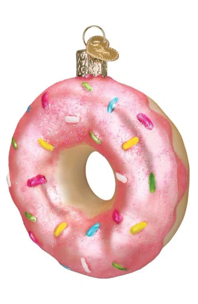 Old World Christmas Sprinkles Donut Glass Ornament In Pink/tan/multi