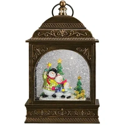 Old World Christmas Tabletop Snow Family Lantern Snow Globe, 11in In Multicolor