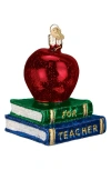 Old World Christmas Teacher's Apple Glass Ornament In Multi
