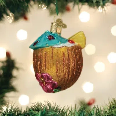 Old World Christmas Tropical Coconut Drink Hanging Figurine Ornament