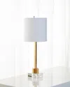 Old World Design Abita Gold Leaf Lamp With Linen Shade And Crystal Base In Gold