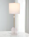 Old World Design Brady Crystal And Brass Buffet Lamp With Linen Shade In Clear