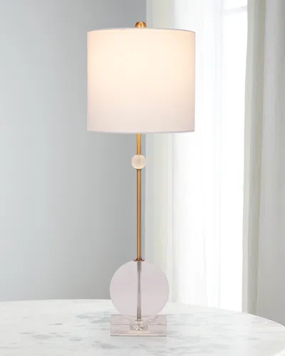 Old World Design Brady Crystal And Brass Buffet Lamp With Linen Shade In Clear