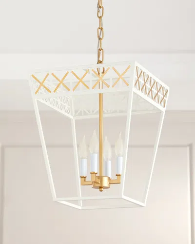 Old World Design Caitlyn Gloss White & Gold Lantern