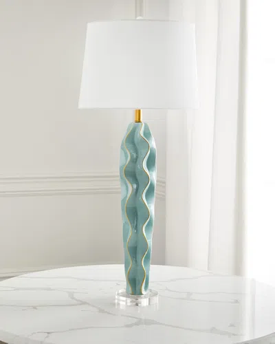 Old World Design Celadon Hannah Ceramic Wave Lamp