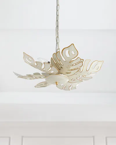 Old World Design Collins Tropical Leaf Semi-flush Pendant Light In Cream
