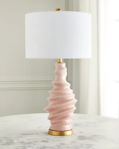 Old World Design Connelly Navy Blue Ceramic Table Lamp In Pink