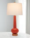 Old World Design Daphne Buffet Lamp With Linen Shade In Orange