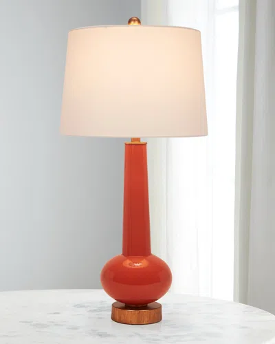 Old World Design Daphne Buffet Lamp With Linen Shade In Red