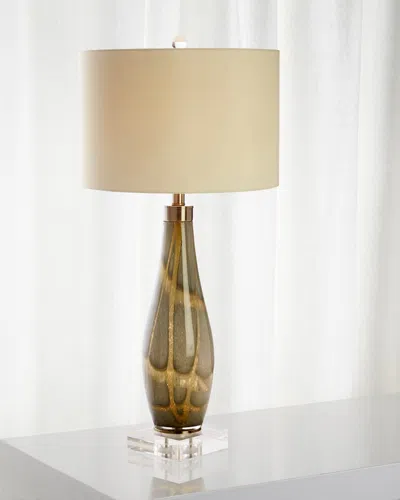 Old World Design Green & Gold Glass Lamp In Green And Gold