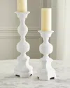 Old World Design Harper White Gesso Candleholders In White