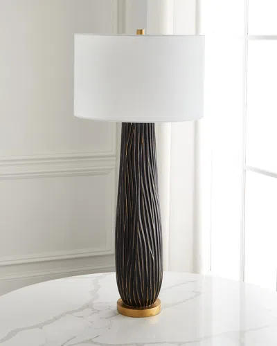 Old World Design Heritage Buffet Lamp With Golden Accents In Black