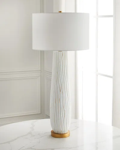 Old World Design Heritage Buffet Lamp With Golden Accents In White