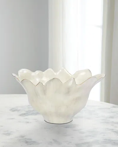 Old World Design Hibbs 22" Washed Oval Decorative Object In Cream